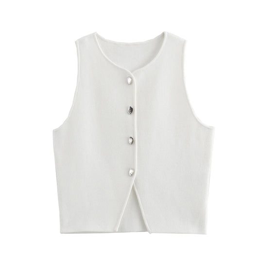 Crop Top Button Vest